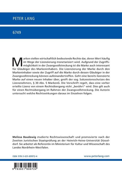 Produktbild: Die Zwangsvollstreckung in das lizenzierte Markenrecht