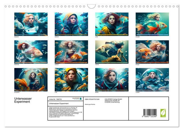 Produktbild: Unterwasser Experiment (Wandkalender 2026 DIN A3 quer), CALVENDO Monatskalender