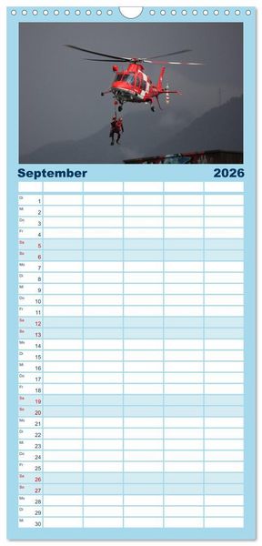 Produktbild: Familienplaner 2026 - Helikopter in der Luft mit 5 Spalten (Wandkalender, 21 x 45 cm) CALVENDO