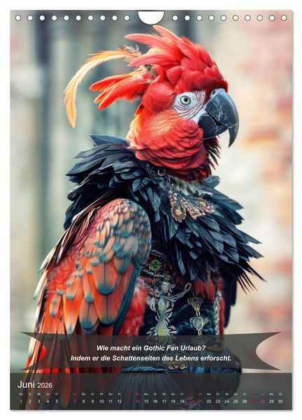 Produktbild: Der tierisch lustige Gothic Kalender (Wandkalender 2026 DIN A4 hoch), CALVENDO Monatskalender