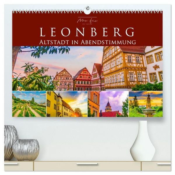 Produktbild: Leonberg - Altstadt in Abendstimmung (hochwertiger Premium Wandkalender 2026 DIN A2 quer), Kunstdruck in Hochglanz