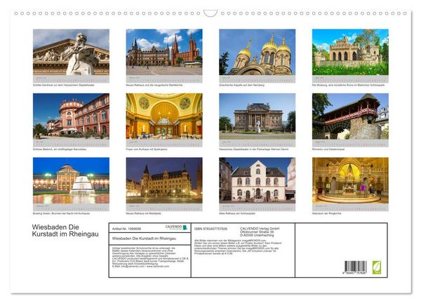 Produktbild: Wiesbaden Die Kurstadt im Rheingau (Wandkalender 2026 DIN A2 quer), CALVENDO Monatskalender