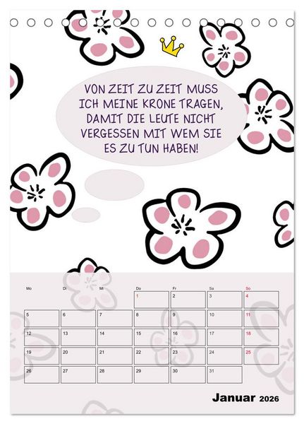 Produktbild: K&ouml;nigin &uuml;ber alles! Typokalender f&uuml;r starke Frauen (Tischkalender 2026 DIN A5 hoch), CALVENDO Monatskalender