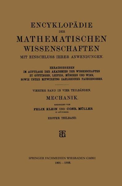 Produktbild: Encyklop&auml;die der Mathematischen Wissenschaften mit Einschluss ihrer Anwendungen
