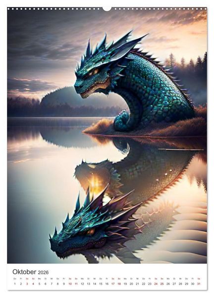 Produktbild: Die Magie der Drachen - Mystisches und Schauriges (hochwertiger Premium Wandkalender 2026 DIN A2 hoch), Kunstdruck in Hochglanz