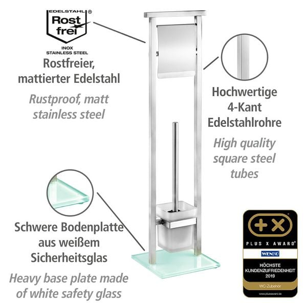 Produktbild: Stand WC-Garnitur Mod. Debar Edelstahl, aus rostfreiem Edelstahl
