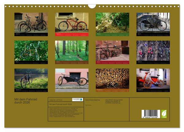 Produktbild: Mit dem Fahrrad durch 2026 (Wandkalender 2026 DIN A3 quer), CALVENDO Monatskalender