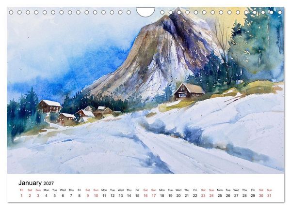 Produktbild: WATERCOLOR IMPRESSIONS (Wall Calendar 2027 DIN A4 landscape), CALVENDO 12 Month Wall Calendar