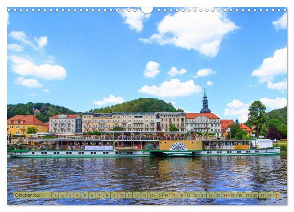 Produktbild: Seitenraddampfer &ndash; In Sachsen von K&ouml;nigstein bis Bad Schandau (Wandkalender 2026 DIN A3 quer), CALVENDO Monatskalender
