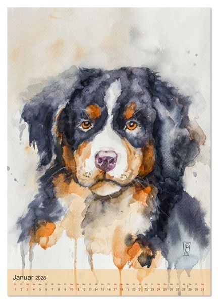 Produktbild: Tiere in Aquarell portraitiert (Wandkalender 2026 DIN A3 hoch), CALVENDO Monatskalender