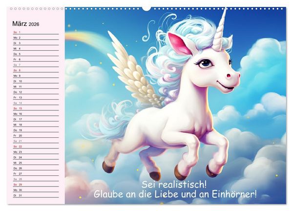 Produktbild: Unicorns! Lustige Einh&ouml;rner. Witzige Einhornspr&uuml;che und Weisheiten (Wandkalender 2026 DIN A2 quer), CALVENDO Monatskalender