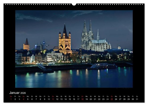 Produktbild: K&ouml;ln &ndash; Nachts 2026 (hochwertiger Premium Wandkalender 2026 DIN A2 quer), Kunstdruck in Hochglanz