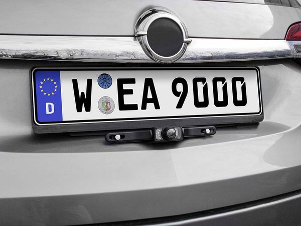 Produktbild: Eufab Funk-R&uuml;ckfahrvideosystem Abstandshilfslinien Saugfu&szlig;, Kennzeichenhalter Schwarz