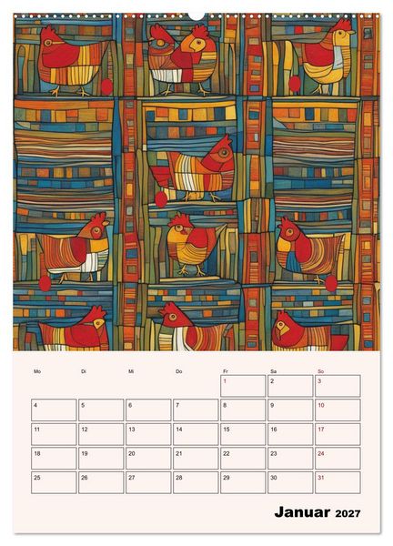 Produktbild: Farbenfrohe Tiermalerei (hochwertiger Premium Wandkalender 2027 DIN A2 hoch), Kunstdruck in Hochglanz