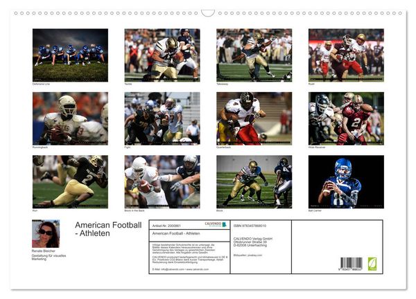 Produktbild: American Football - Athleten (Wandkalender 2026 DIN A2 quer), CALVENDO Monatskalender