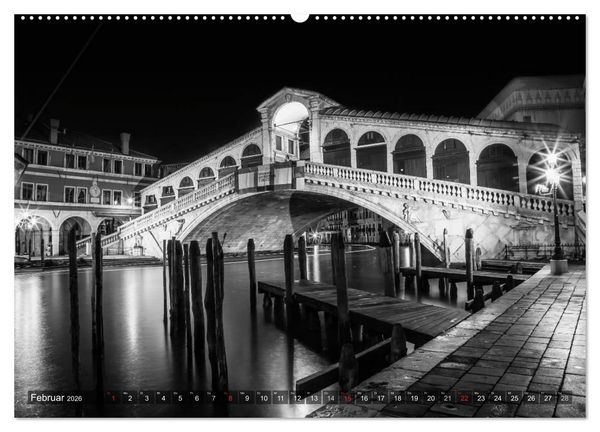 Produktbild: Leuchtendes Venedig &hellip;in monochrom (Wandkalender 2026 DIN A2 quer), CALVENDO Monatskalender