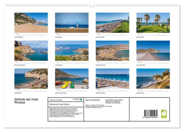 Produktbild: Str&auml;nde der Insel Rhodos (hochwertiger Premium Wandkalender 2027 DIN A2 quer), Kunstdruck in Hochglanz