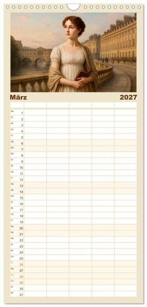 Produktbild: Familienplaner 2027 - Jane Austen mit 5 Spalten (Wandkalender, 21 x 45 cm) CALVENDO
