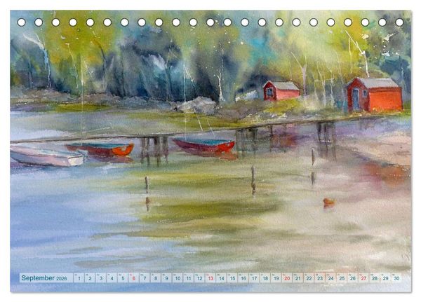 Produktbild: Heiligenhafen in Aquarell (Tischkalender 2026 DIN A5 quer), CALVENDO Monatskalender