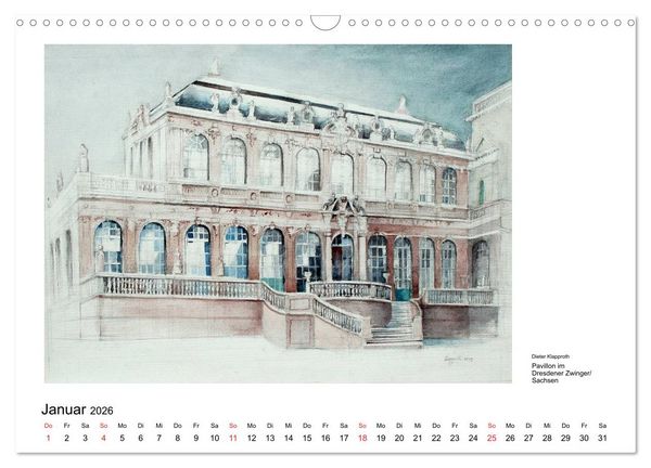 Produktbild: Pinselspuren einer Deutschlandreise - 12 Aquarelle von Dieter Klapproth (Wandkalender 2026 DIN A3 quer), CALVENDO Monatskalender