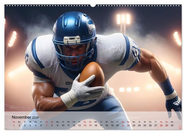 Produktbild: American Football - im Team zum Sieg (hochwertiger Premium Wandkalender 2026 DIN A2 quer), Kunstdruck in Hochglanz
