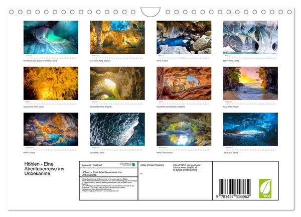 Produktbild: H&ouml;hlen - Eine Abenteuerreise ins Unbekannte. (Wandkalender 2026 DIN A4 quer), CALVENDO Monatskalender