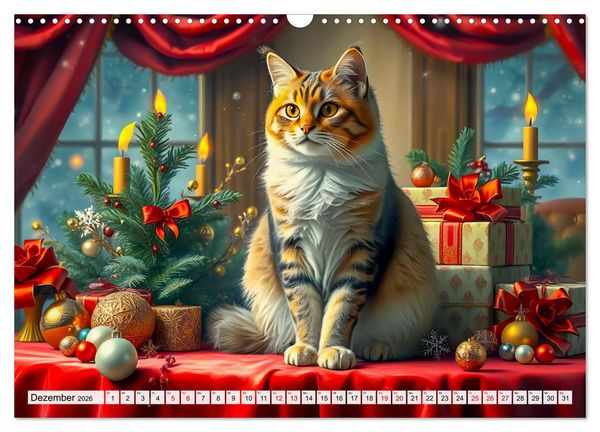 Produktbild: Klassische Katzenportr&auml;ts - Katzen in opulenten Stillleben (Wandkalender 2026 DIN A3 quer), CALVENDO Monatskalender