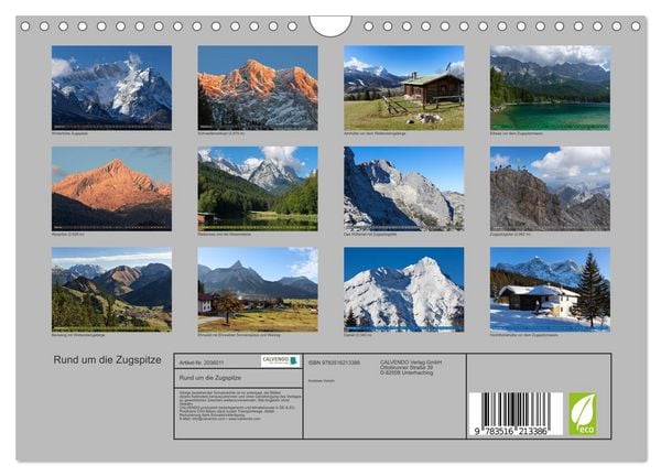 Produktbild: Rund um die Zugspitze (Wandkalender 2026 DIN A4 quer), CALVENDO Monatskalender