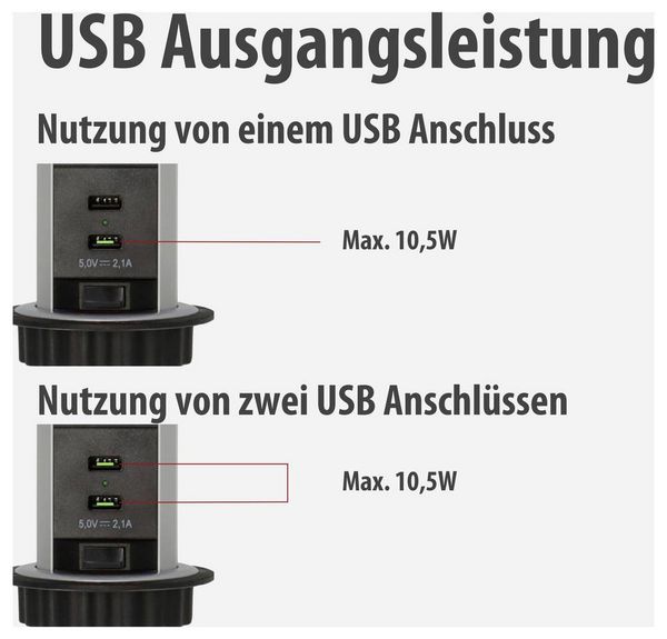 Produktbild: Brennenstuhl 1396200013 Steckdosenturm 3fach Aluminium, Schwarz Schutzkontakt 1 St.