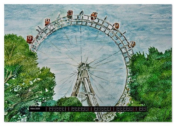 Produktbild: Wien in stillen Aquarellen (hochwertiger Premium Wandkalender 2026 DIN A2 quer), Kunstdruck in Hochglanz
