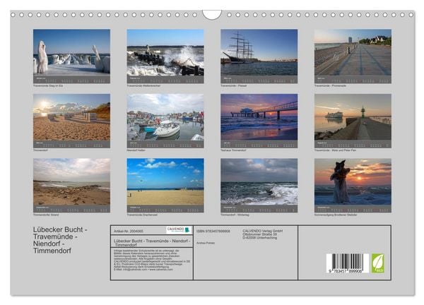 Produktbild: L&uuml;becker Bucht - Travem&uuml;nde - Niendorf - Timmendorf (Wandkalender 2026 DIN A3 quer), CALVENDO Monatskalender