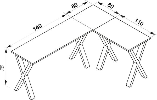 Produktbild: X Schreibtisch Eckschreibtisch L Form 220x190x80
