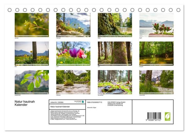 Produktbild: Natur hautnah Kalender (Tischkalender 2027 DIN A5 quer), CALVENDO Monatskalender