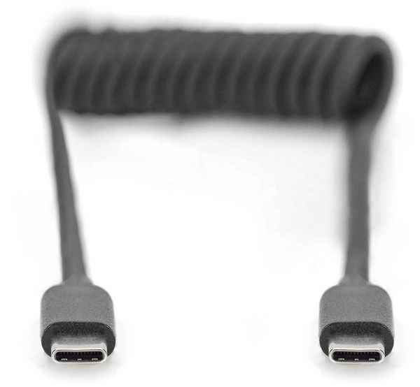 Produktbild: Digitus AK-300431-006-S USB-C&reg; Adapter [1x USB-C&reg; - 1x USB-C&reg;] Schwarz Spiralkabel 1m