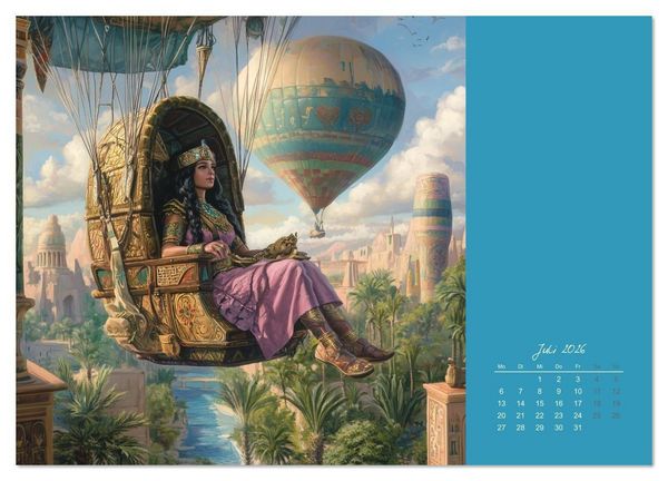 Produktbild: Mit KI durch die Epochen und L&uuml;fte (Wandkalender 2026 DIN A4 quer), CALVENDO Monatskalender