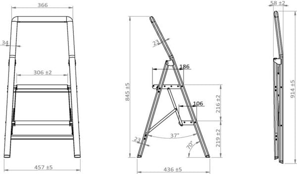 Produktbild: Alu-Klapptrittleiter Compact 2-stufig Schwarz, leichte & rutschfeste Haushaltsleiter,