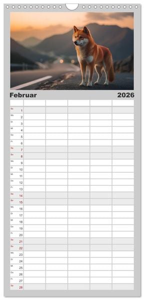 Produktbild: Familienplaner 2026 - Shiba Inu - Stolz und Anmut mit 5 Spalten (Wandkalender, 21 x 45 cm) CALVENDO