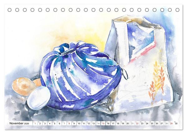 Produktbild: Stillleben Aquarelle (Tischkalender 2026 DIN A5 quer), CALVENDO Monatskalender