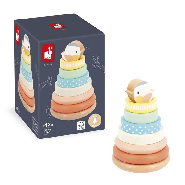 Produktbild: Holz-Stapelspiel Vogel & Nest ab 12 Monaten &ndash; 7-teilig