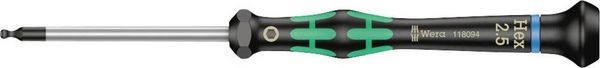 Produktbild: Wera 2052 Elektrotechnik und Feinwerktechnik Innen-Sechskantschraubendreher Schl&uuml;sselweite (metrisch): 2.5 mm Klingenl&auml;nge: 60 mm