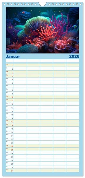 Produktbild: Familienplaner 2026 - Fantasie bei die Fische! mit 5 Spalten (Wandkalender, 21 x 45 cm) CALVENDO