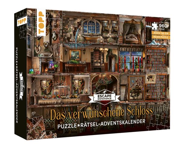 Produktbild: Puzzle-R&auml;tsel-Adventskalender: Das verwunschene Schloss &ndash; 24 Puzzles mit insgesamt 960 Teilen