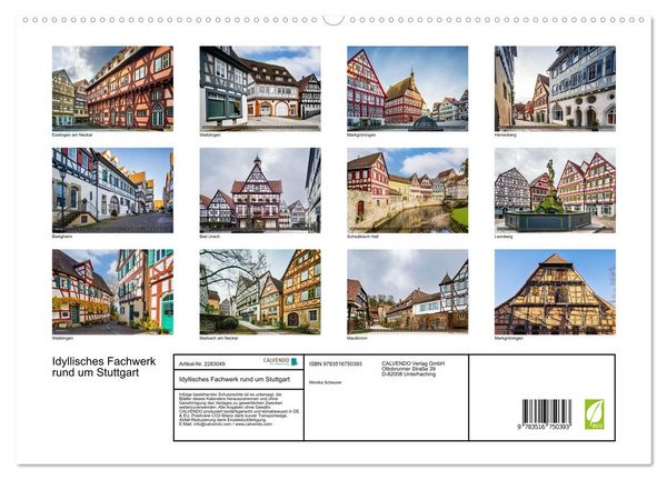 Produktbild: Idyllisches Fachwerk rund um Stuttgart (hochwertiger Premium Wandkalender 2027 DIN A2 quer), Kunstdruck in Hochglanz