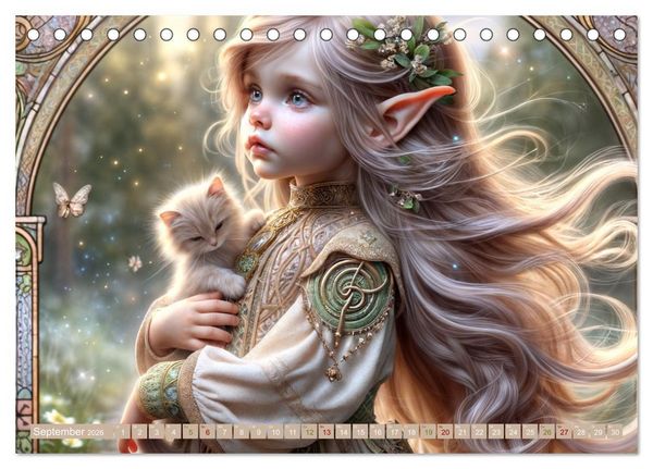Produktbild: Elfenkinder und ihre Freunde - Magie und Natur im Einklang (Tischkalender 2026 DIN A5 quer), CALVENDO Monatskalender