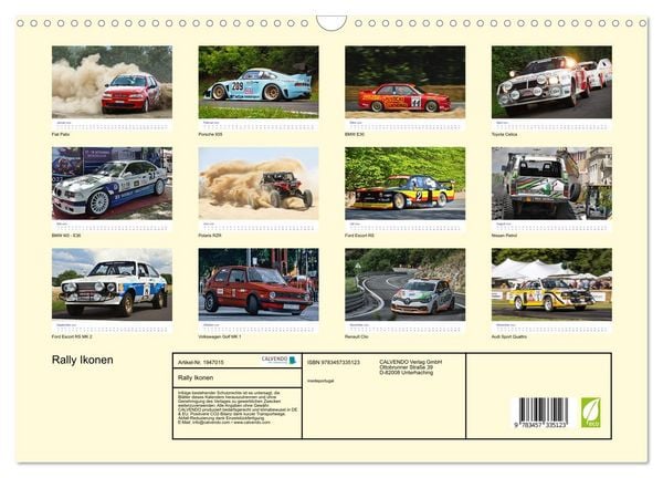 Produktbild: Rally Ikonen (Wandkalender 2026 DIN A3 quer), CALVENDO Monatskalender