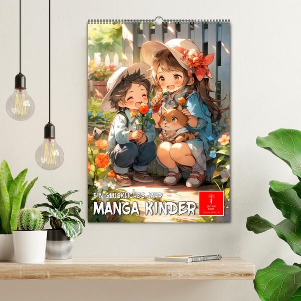 Produktbild: Manga Kinder - ein gl&uuml;ckliches Jahr (Wandkalender 2026 DIN A2 hoch), CALVENDO Monatskalender