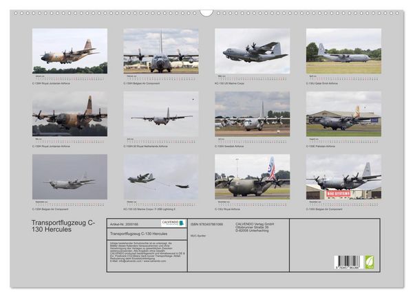 Produktbild: Transportflugzeug C-130 Hercules (Wandkalender 2026 DIN A2 quer), CALVENDO Monatskalender
