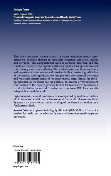 Produktbild: Transient Changes in Molecular Geometries and How to Model Them
