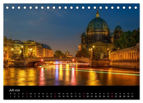 Produktbild: Berlin City bei Nacht (Tischkalender 2026 DIN A5 quer), CALVENDO Monatskalender