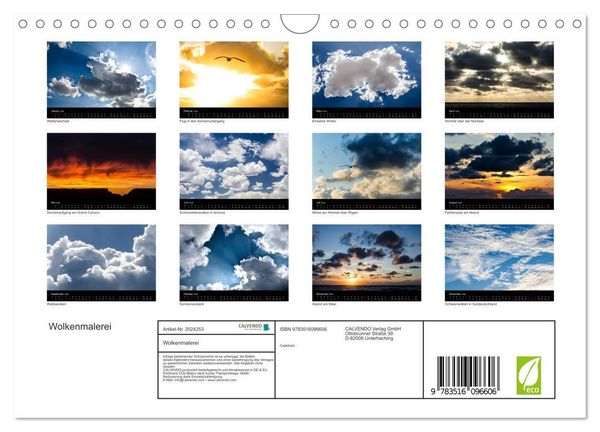 Produktbild: Wolkenmalerei (Wandkalender 2026 DIN A4 quer), CALVENDO Monatskalender